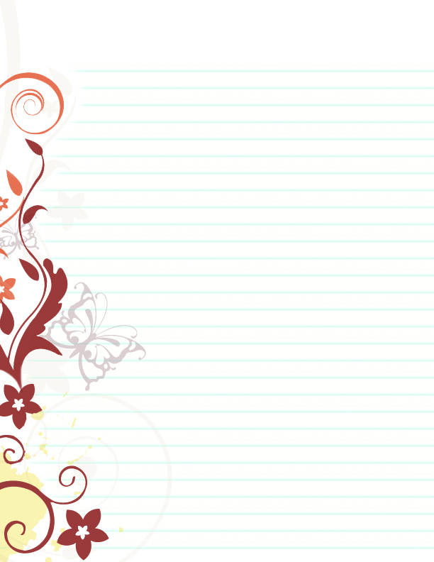 papier lettre fleurs papillons ligne